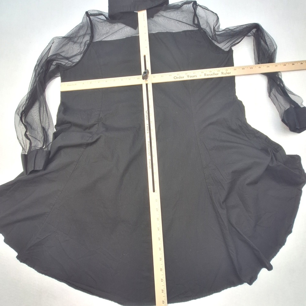 Ashley Stewart Tunic‎ Womens 14 Black Mesh Sheer High Low Button Up Goth Top - Picture 4 of 5